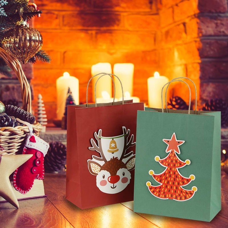 BagDream Gift Bags 10x5x13 Inches 50Pcs Red Stripes Large Kraft Paper Bags with Handles Bulk for Shopping, Merchandise, Retail, Party Favor, Christmas, Recycled Paper Sacks - Image 5